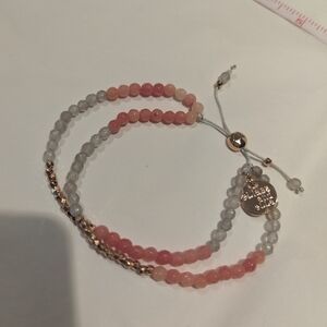 Adjustable Pink and Gray Beaded Bracelet Set by eLiasz And eLLa
